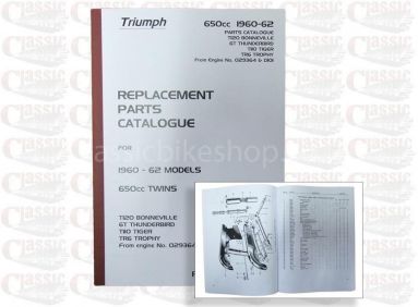 Triumph 1960-1962 6T Thunderbird, T110 Tiger 110, Trophy TR6, T120 Bonneville 120 Piezas libro