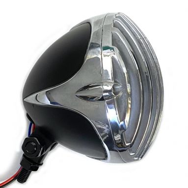 12V Aluminium Silver/Black Headlight With Grill