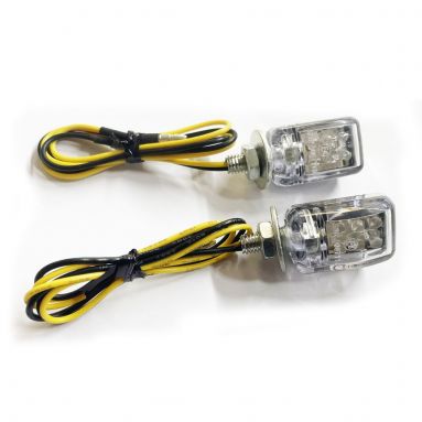 12V LED Micro Indicators/ Turn Signals M6 (Pair) Clear