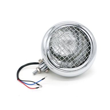 12V Chrome Custom Headlight With Mesh Grill