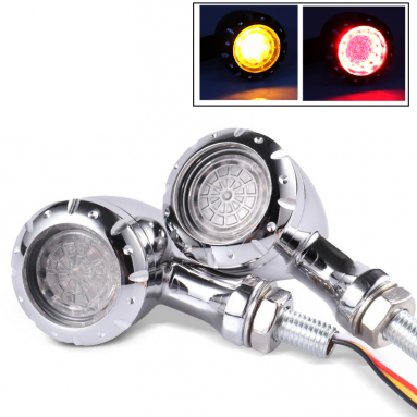 12V LED Metal Chrome Bullet Style Indicator Set