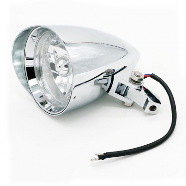 Bullet Style Universal Chrome Motorcycle Headlamp Ideal For Custom Motorcycles, Harley, Bobbers