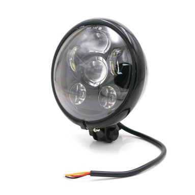 12V 5 3/4" inch Bottom Mount Gloss Black  LED Headlight