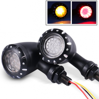 12V LED Metal Black Bullet Style Indicator Set