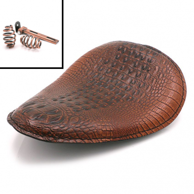 Brown Alligator Solo Bobber Seat With Copper Springs And Fixings