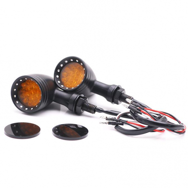 12V LED Metal Black Indicator Set (Bullet Stye)