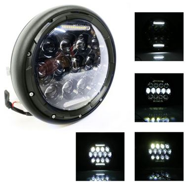 Black Slim 7 Inch Motorcycle LED headlight Round High Low Beam Headlight With Shell