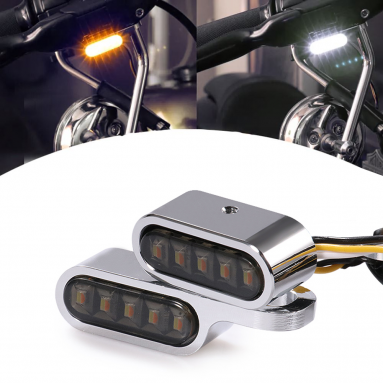 LED Motorcycle Handlebar Turning Light handlebar end light Universal Motorbike LED Chrome