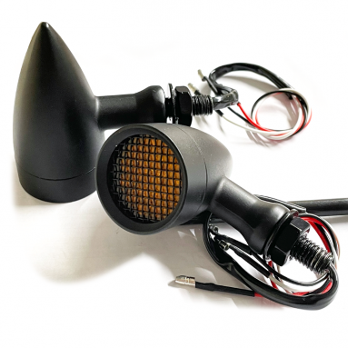 12V LED Metal Black Indicator Set (Bullet Stye With Mesh)