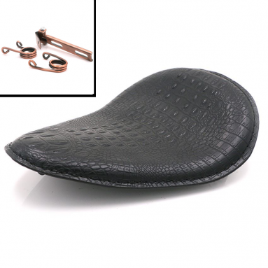 Black Alligator Solo Bobber Seat With Copper Fixings