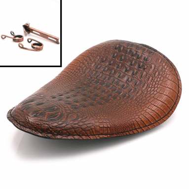 Brown Alligator Solo Bobber Seat With Copper Fixings