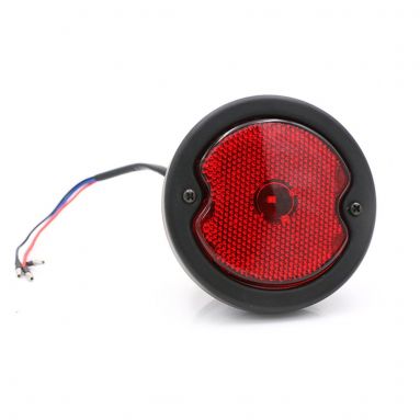 12v Black Round Motorcycle Tail Light LED with Number Plate Illuminator Red Lens