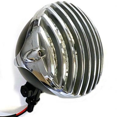 12V Aluminium Silver/Black Headlight With Grill