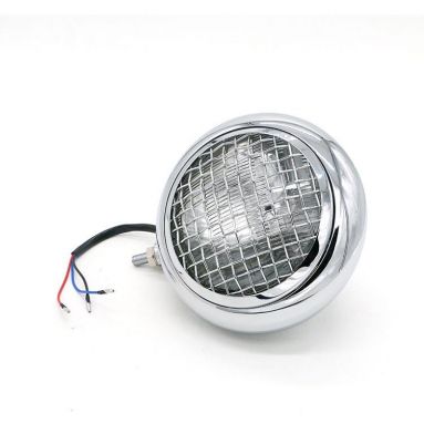 12V Chrome Custom Headlight With Mesh Grill