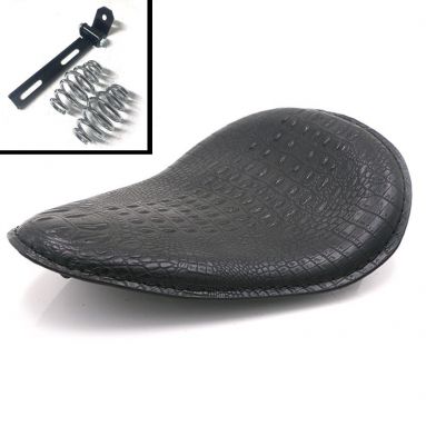 Black Alligator Solo Bobber Seat With Chrome Springs And Black Bracket