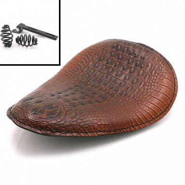 Brown Alligator Solo Bobber Seat With Black Fixings