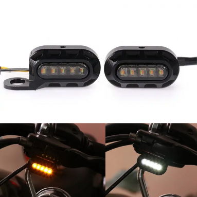 Black LED Motorcycle Handlebar Turning Light handle bar end light Universal Motorbike LED