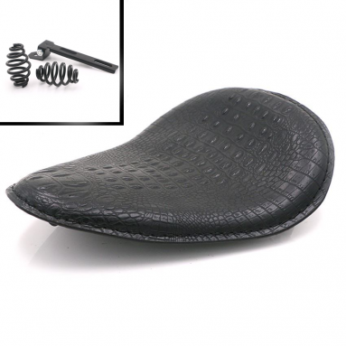 Black Alligator Solo Bobber Seat With Black Fixings