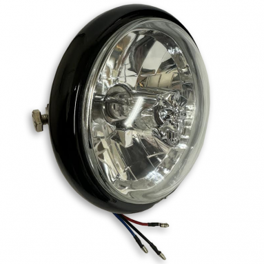 5 3/4" Black Halogen Skull Face Side Mount Headlight