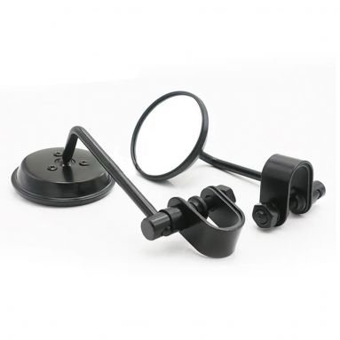 Black Round Clamp On Mirrors For 7/8" or 1" Handlebars