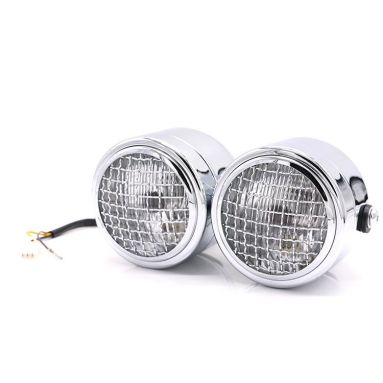 12V Chrome Twin Headlights With Grill