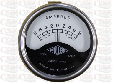 6 Volt Miller Amperemeter 2 '' Inch Aperture