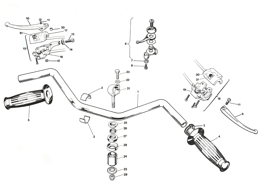 Triumph 750cc T140 Handlebar Parts